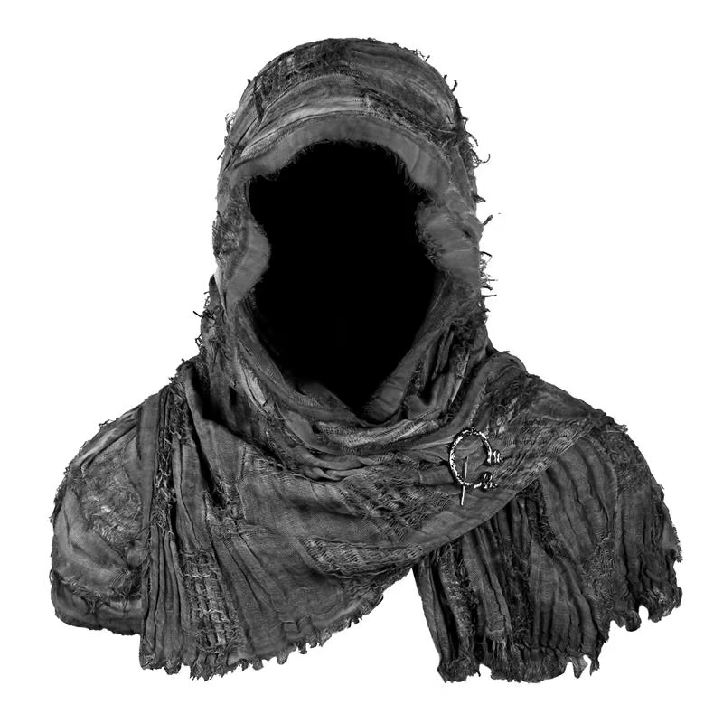 Techwear Style déchiré gland Punk Vintage écharpe homme femme médiéval chevalier Cape Halloween Cosplay châle Costume