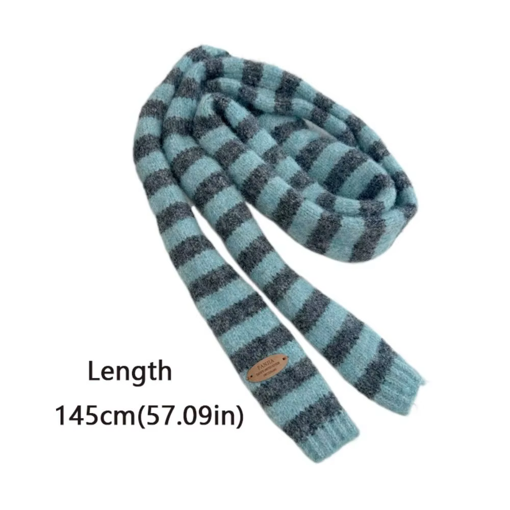 Foulard Long en coton à rayures noires et grises pour femmes