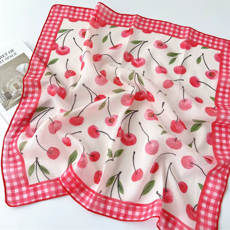 Foulard Carré en Coton et Lin pour Femme