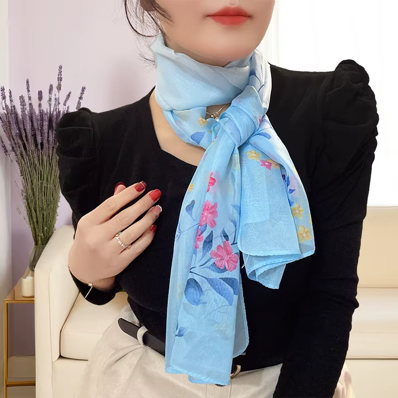 Écharpe en mousseline de soie style féerique pour femme