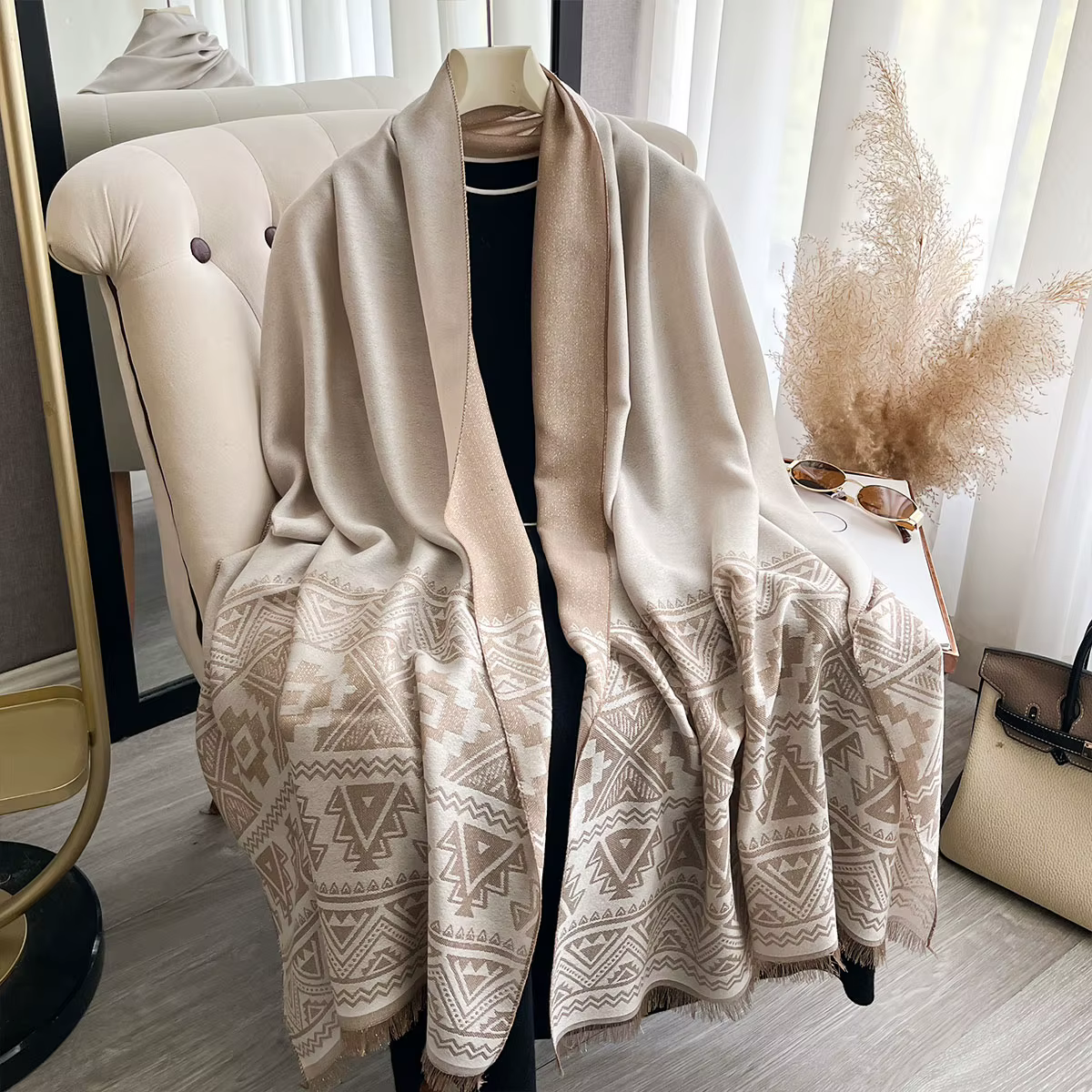 Nouveau élégant dames musulman Hijab fil d'or longue écharpe avec printemps et automne résistant au froid