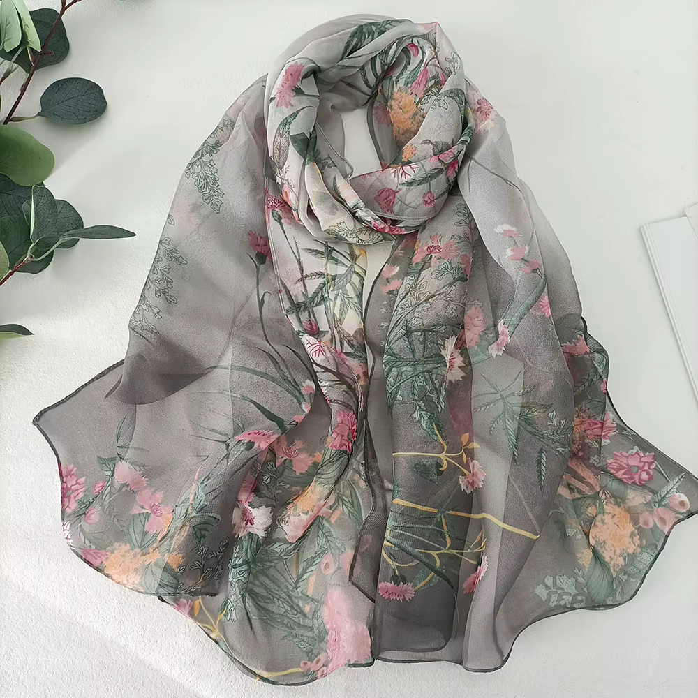 Herbe verte femmes élégant en mousseline de soie Georgette Bandana écharpe été plage crème solaire mince Hijab