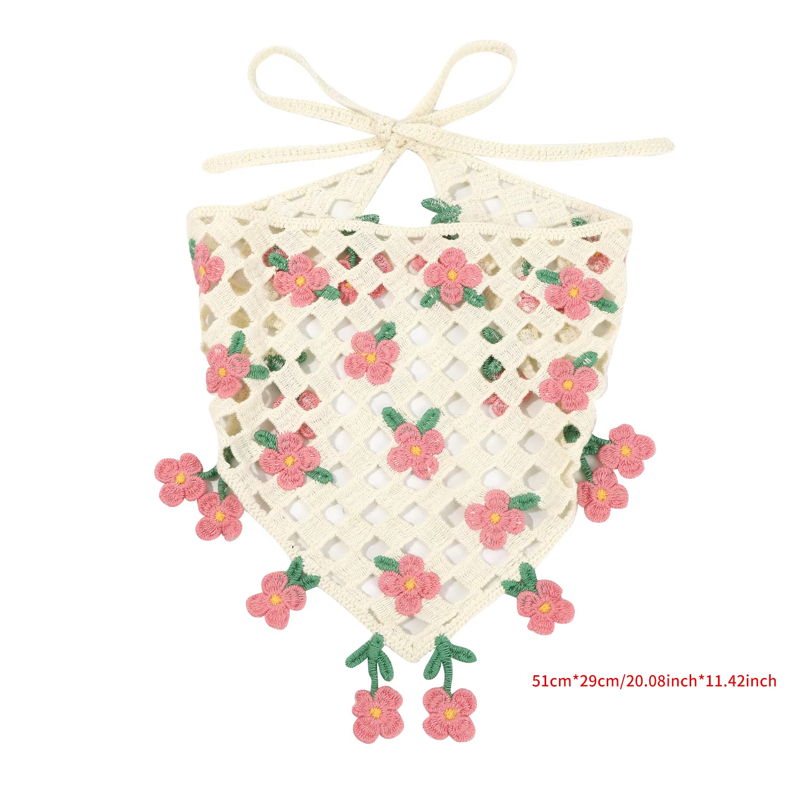 Foulard triangulaire en dentelle cerise pour filles