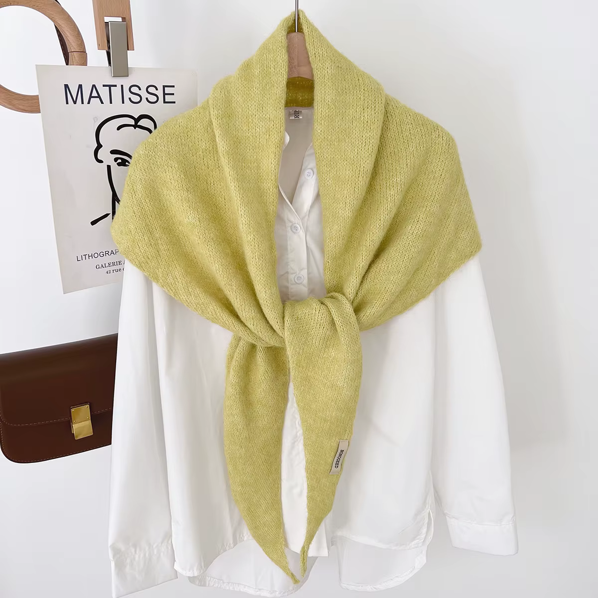 Laine hiver écharpe pour femmes chaud triangle tricot foulards Hijab solide dame châle enveloppement femme Pashmina