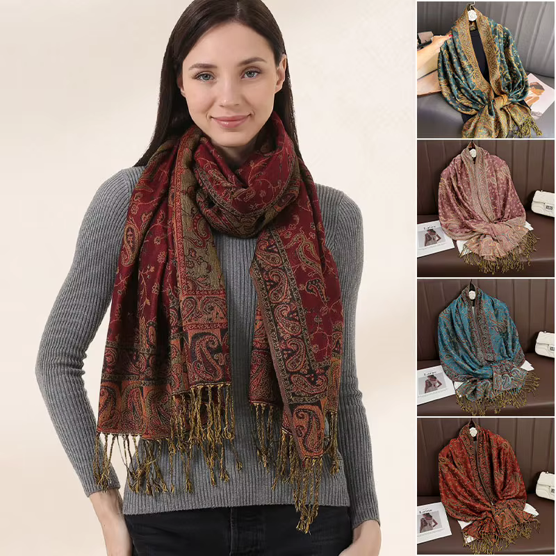 Nouvelle écharpe en imitation cachemire à franges jacquard - luxueuse et haut de gamme