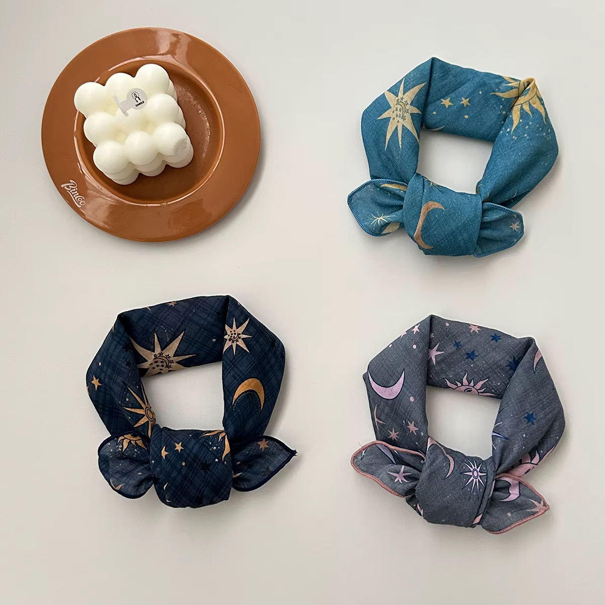 1 morceau de foulard carré imprimé soleil étoile et lune de style bohème pour femme avec tissu élastique respirant et