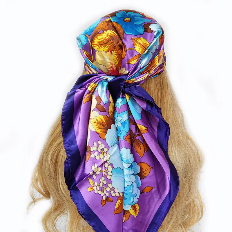 Foulard carré mode soie Satin imprimé petite tête cou écharpe femmes