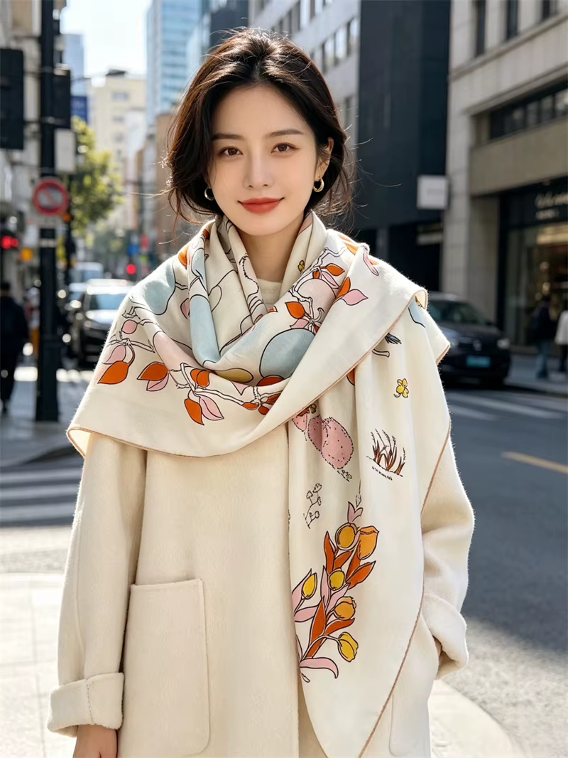 Écharpe en laine et soie 135 cm pour femme, grands foulards à bords roulés à la main, châles, pashminas, accessoires de sac, étoles, ponchos, wraps pour l'hiver