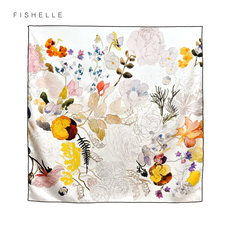 Foulard en sergé de soie véritable blanche pour femmes