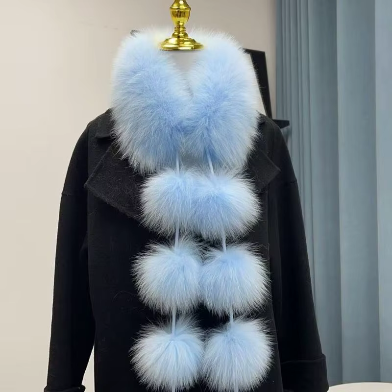 Écharpe en fausse fourrure de renard de 120 cm pour femme