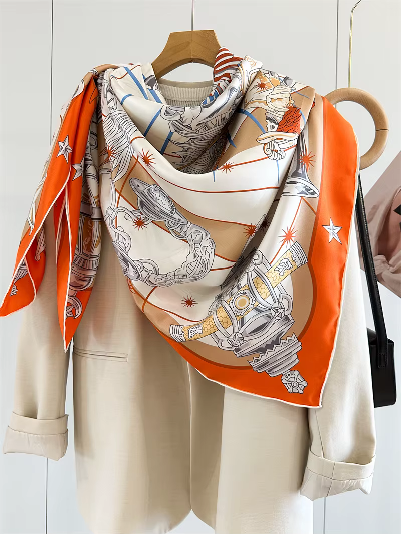 Marque de luxe Foulard grands châles en soie bandanas roulés à la main sac cou accessoires ceinture foulards pour