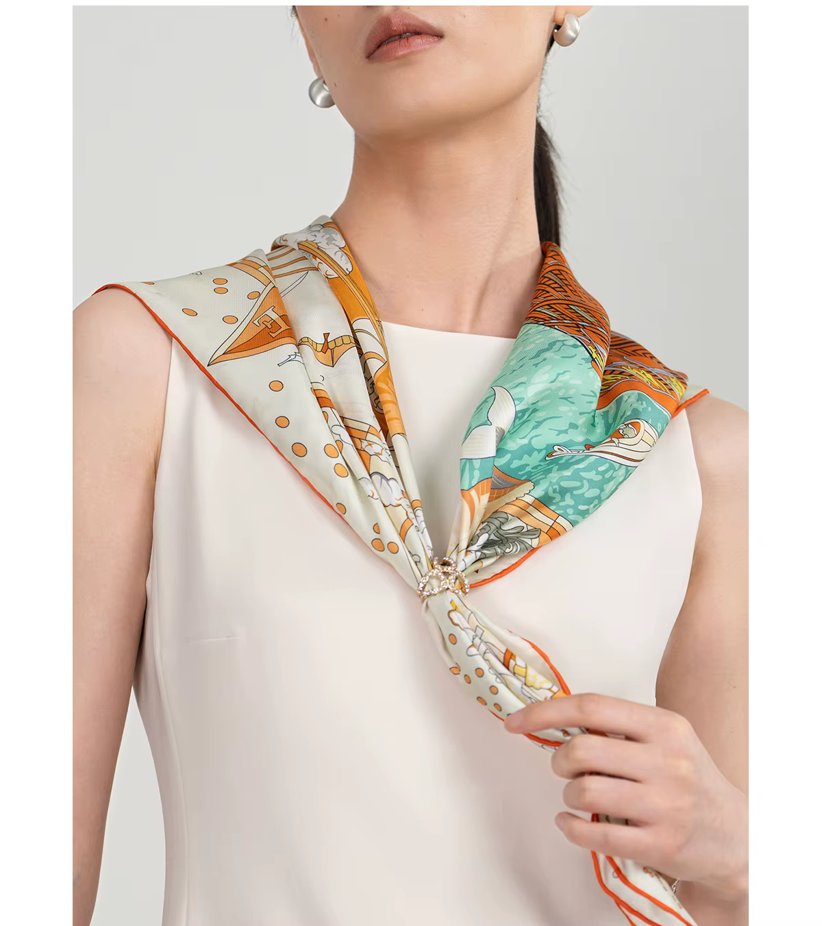 Foulard carré en soie sergé de 90CM
