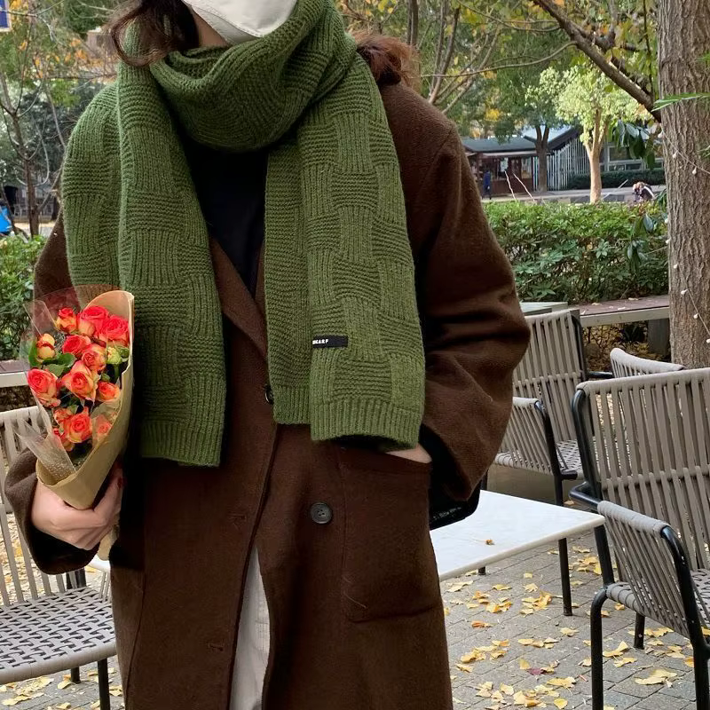 Écharpe blanche rétro verte pour femme