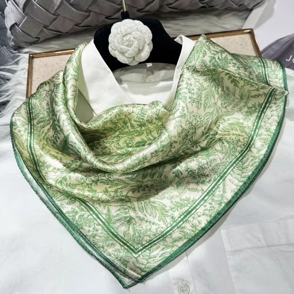 Écharpe en soie de mûrier 100% verte pour femme