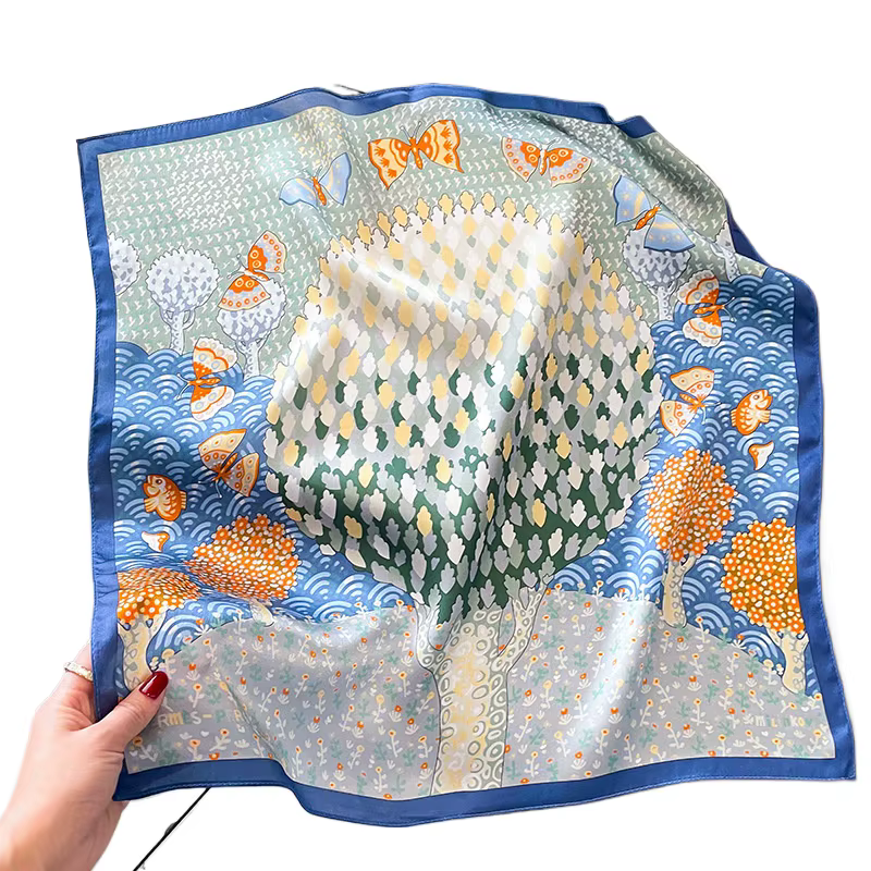 Foulard carré 100% en soie de mûrier naturelle pour femmes