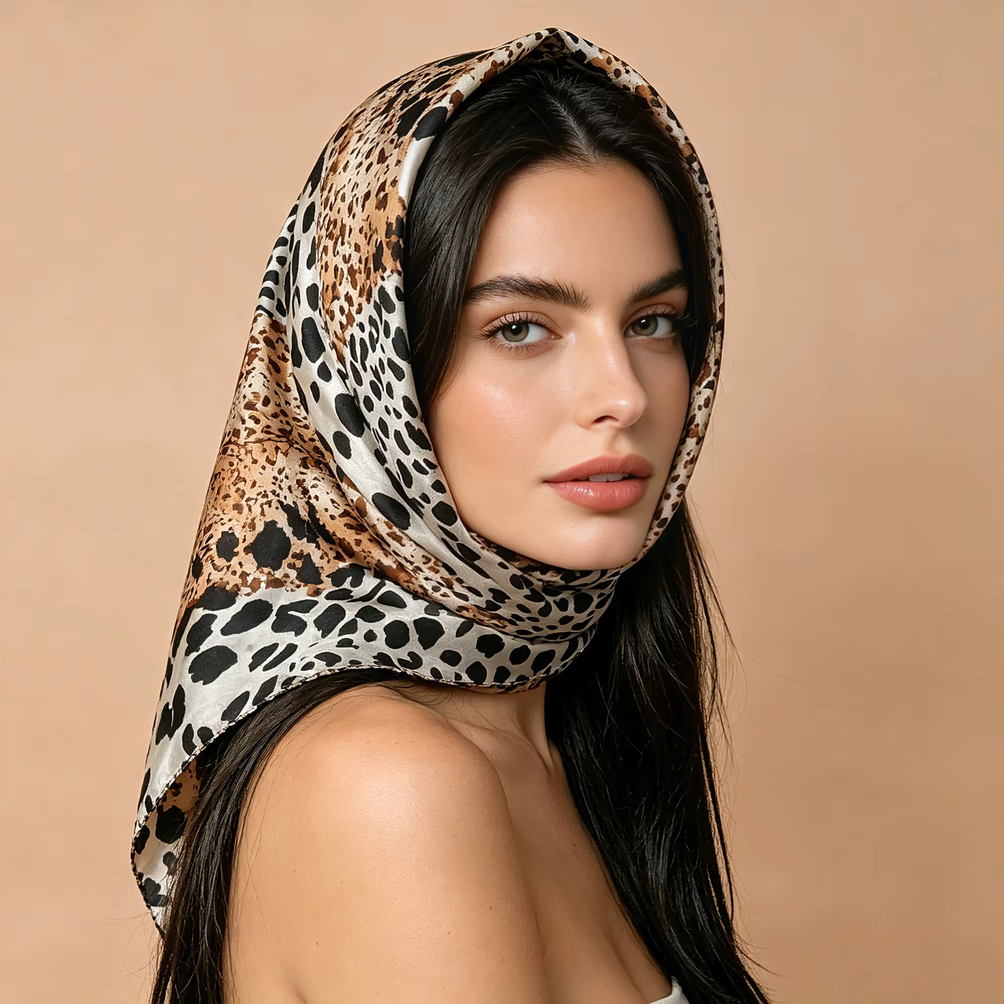Nouveau Foulard Carré Imprimé Léopard 2026 pour Femme