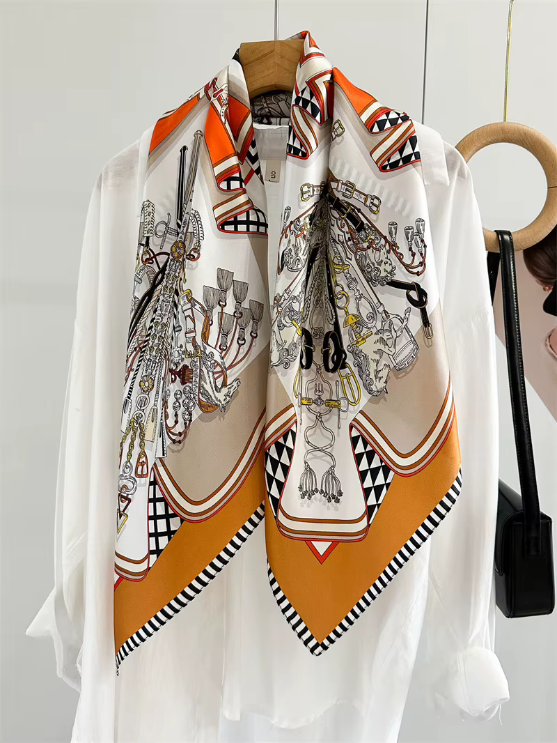 Foulard en soie douce 90CM 100% Bandanas de mûrier
