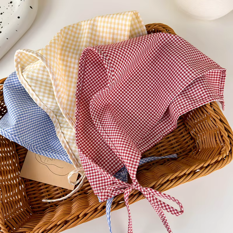 Foulard triangulaire rayé rustique pour femmes et jeunes filles