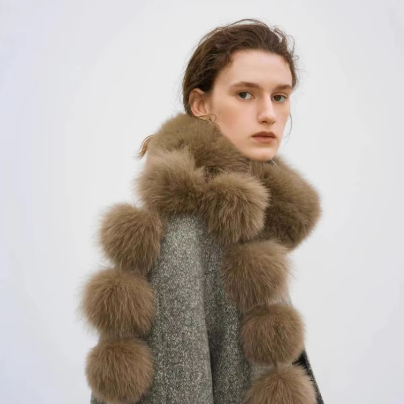 Longue fausse fourrure de renard écharpe femmes hiver chaud doux