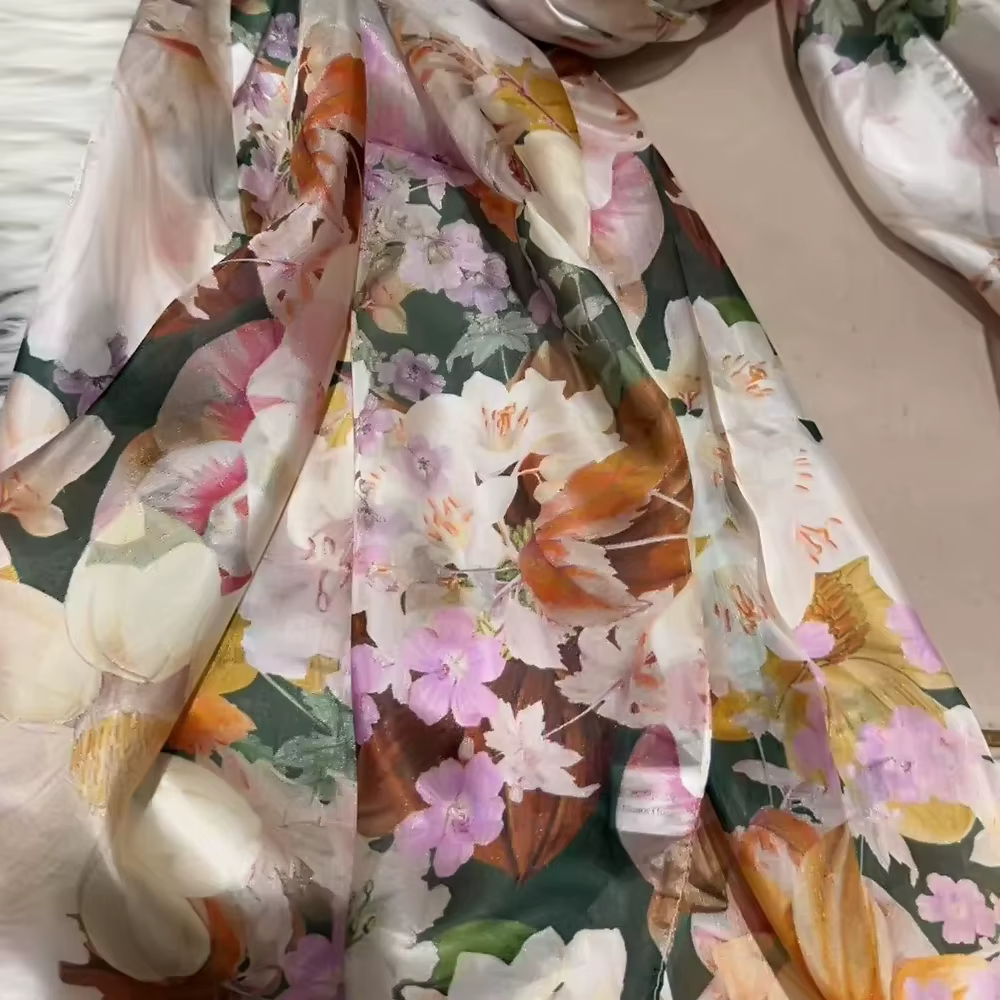 BYSIFA | Beige bleu foulard en soie châle femmes imprimé fleuri écharpe Cape automne hiver 100% mûrier