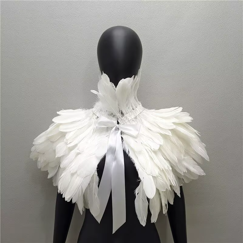 Dress Cape Halloween Wedding Party Shawl Scarf Women Neck Scarves Woman Gothic Style Turkey Shawls Feather
