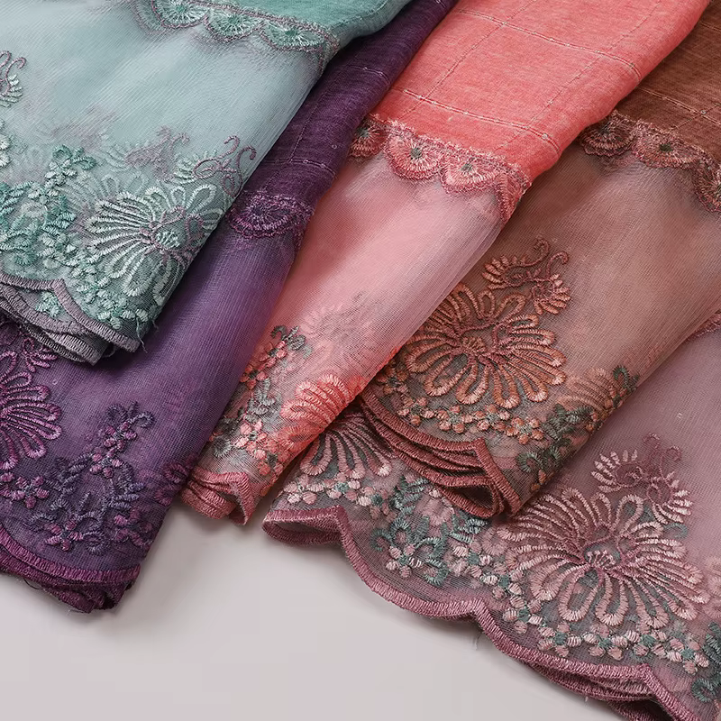 Écharpe Islamique à Paillettes, Châles Longs, Wraps, Fleur de Luxe, Écharpe de Sauna, Bande de Sauna, Dentelle Brodée, Paillettes, Hijab, Couture, Épissage, Nouveau