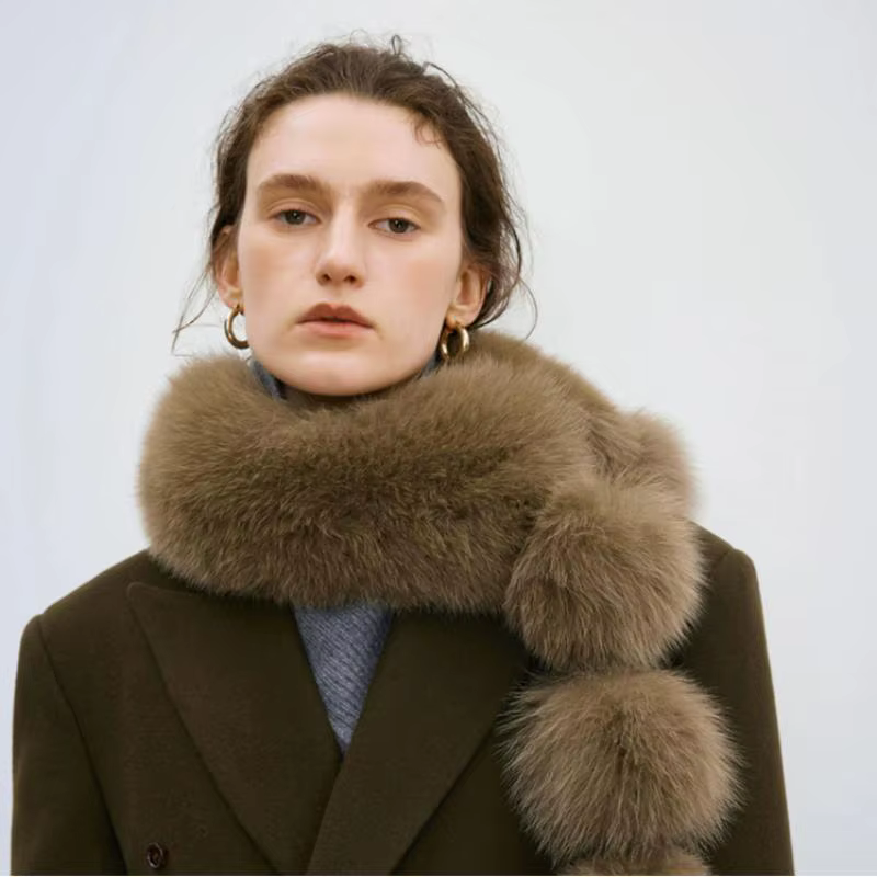 Longue fausse fourrure de renard écharpe femmes hiver chaud doux