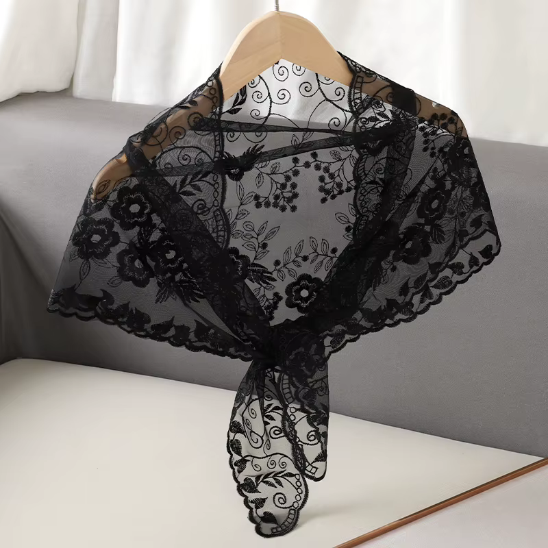 Femmes gland Wrap châle fleur dentelle foulards dame mode mariage
