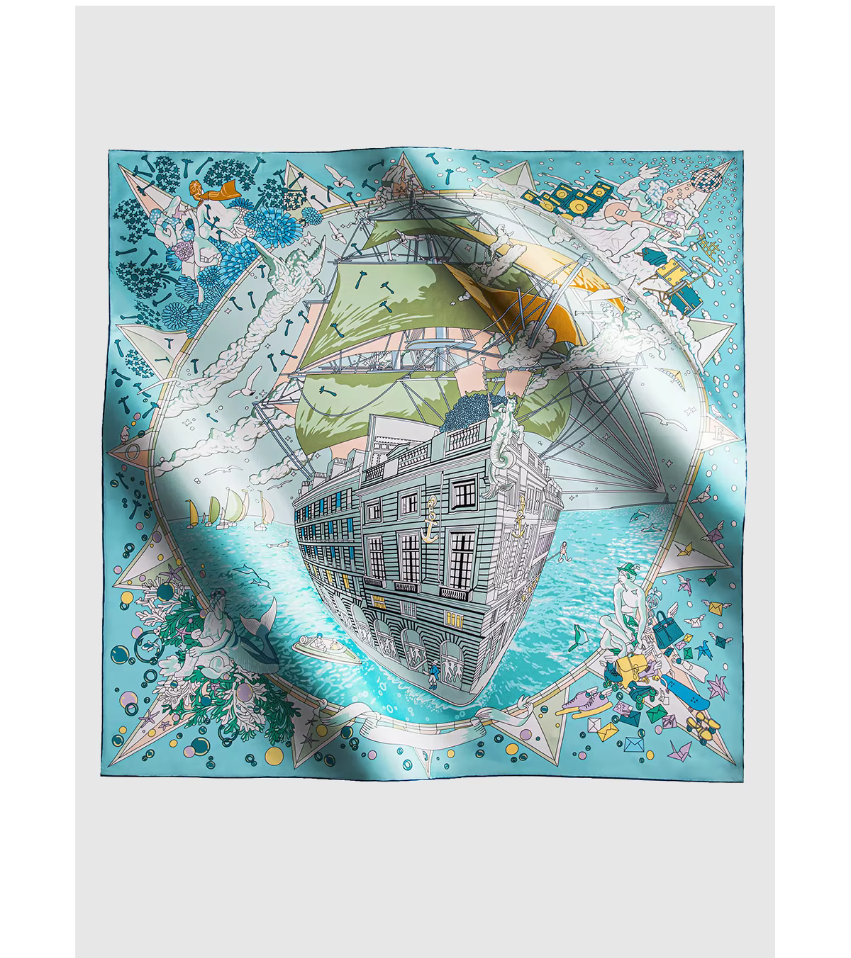 Foulard carré en soie sergé de 90CM