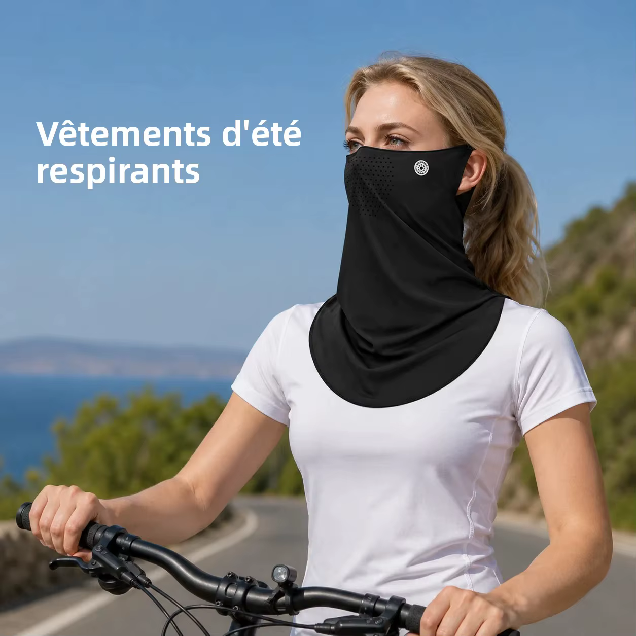 Cache-cou respirant en nylon pour le soleil, avec protection UV, pour femmes et hommes, idéal pour le cyclisme et les sports de plein air en été
