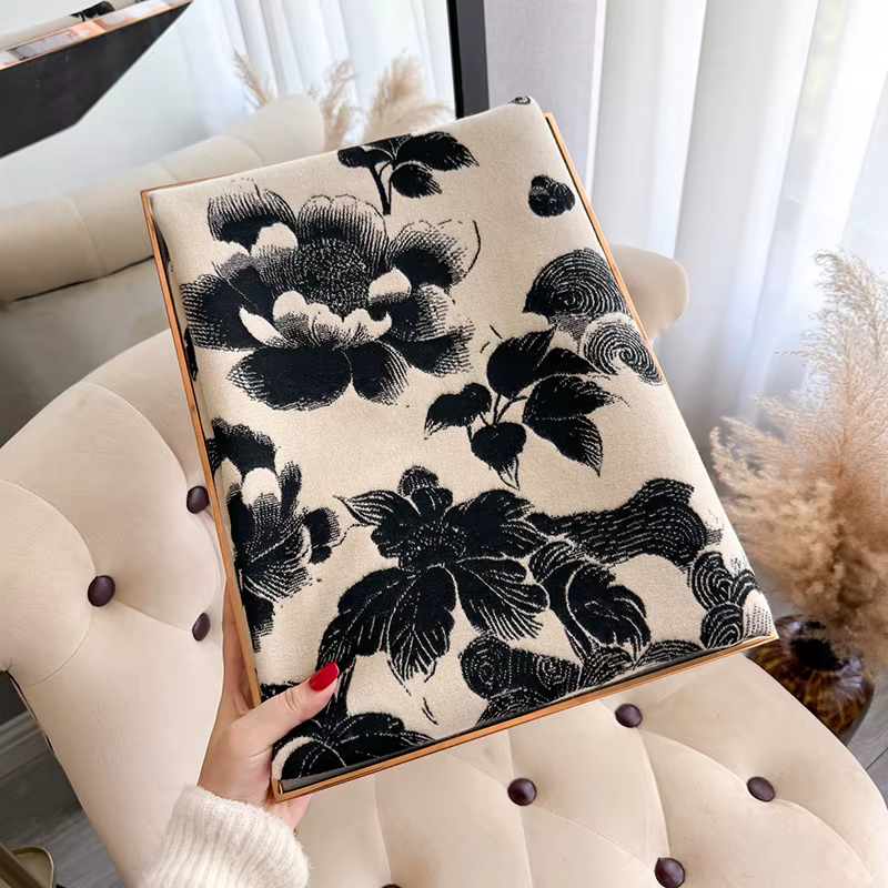Nouveau 2025 femmes marque de mode lotus écharpe de luxe automne hiver chaud châles imprimer