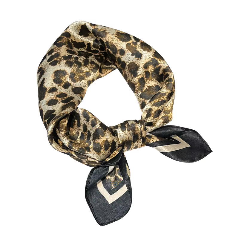 Leapord foulard de cou 100% foulards de cheveux en soie de mûrier couvre-chef décontracté carré