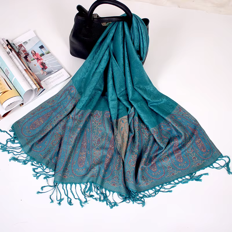Paisley Jacquard femmes écharpe Bohe Style imprimé fleuri Pashmina ethnique frangé voyage foulards chaud hiver soyeux Long châle
