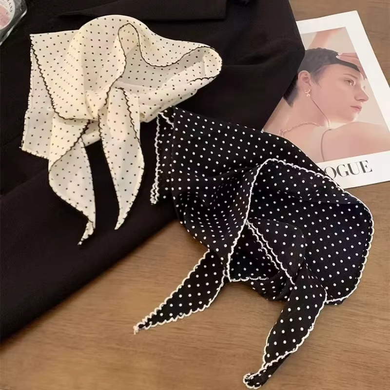 Écharpe à pois noirs et blancs pour femmes et filles
