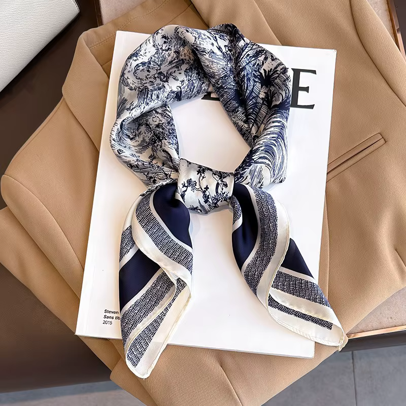 1 pièce Foulard carré 70 cm imprimé végétal pour femme