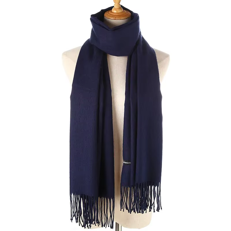 Mode coton foulards femme 200-35 cm Galling couleur Pure épaissi longue écharpe frangée Cape
