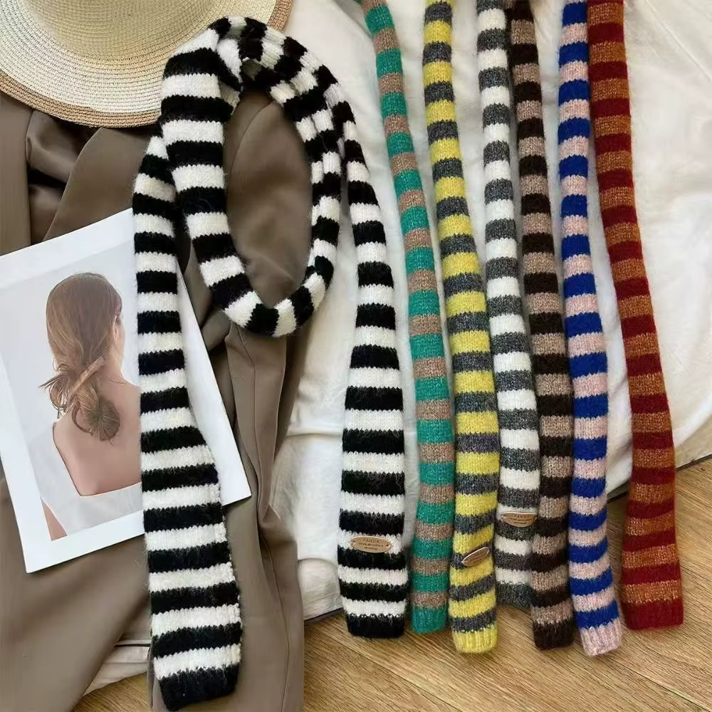 Foulard Long à rayures noires et grises pour femmes