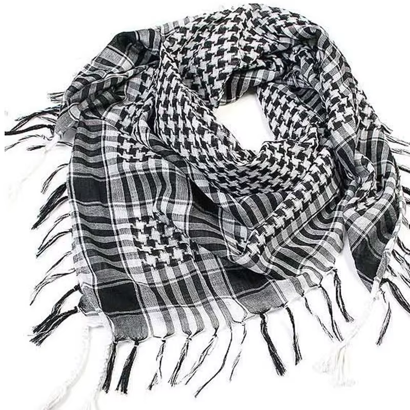 Écharpe Keffiyeh à carreaux avec pompons