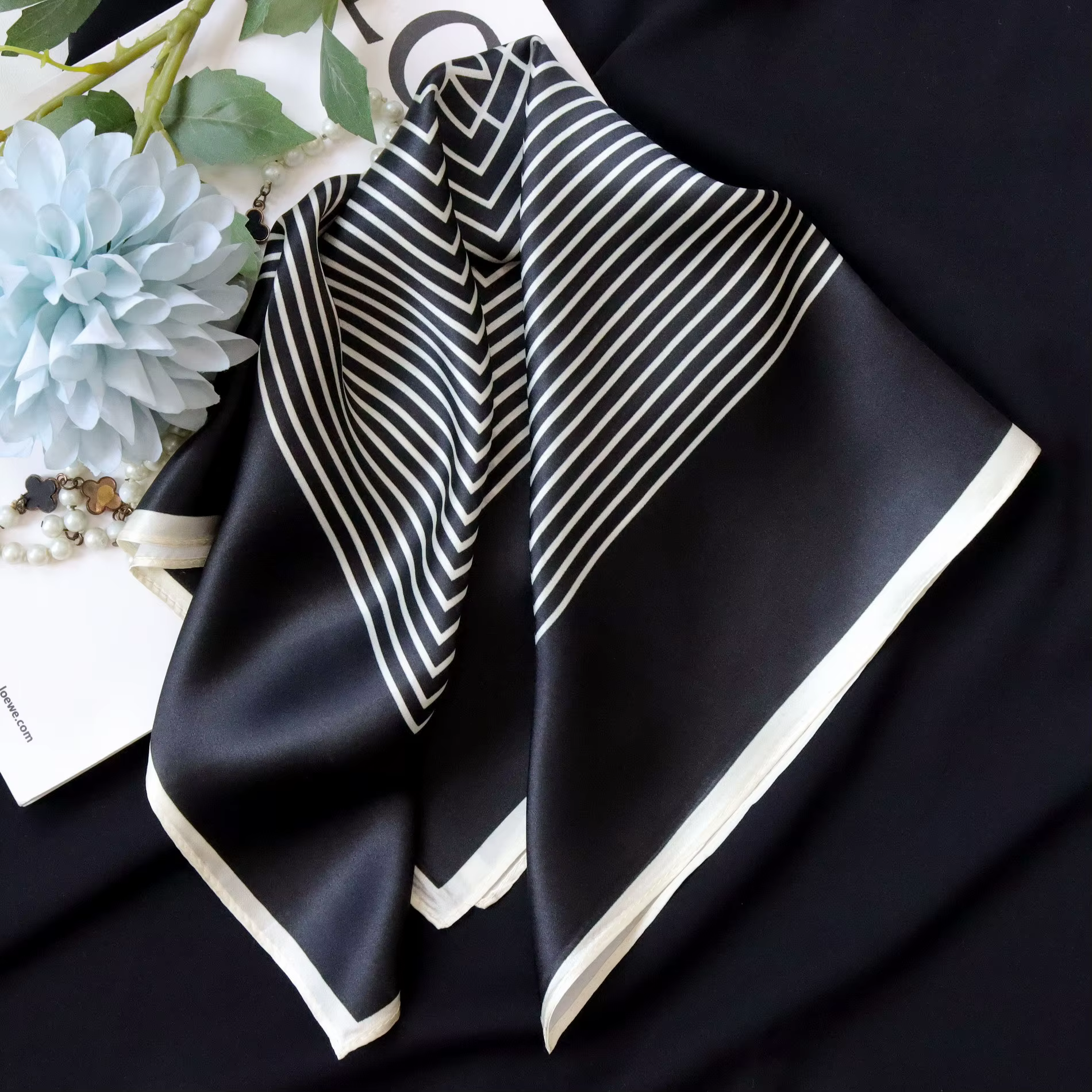 Homme poche écharpe Vintage noir rayé imprimé cravates 100% mûrier soie Bandanas affaires hommes costume accessoires foulard