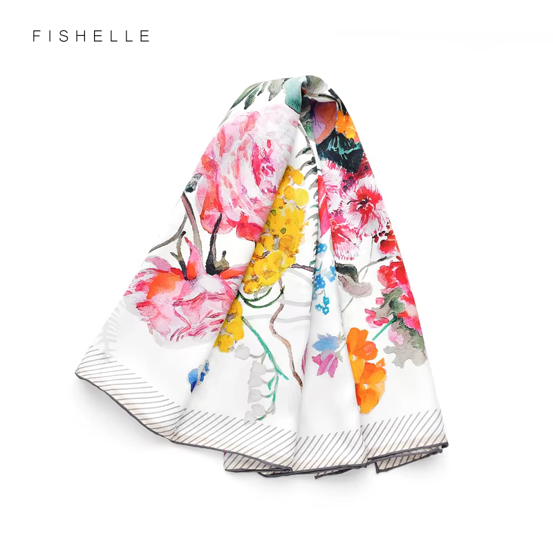 Foulard en sergé de soie véritable blanche