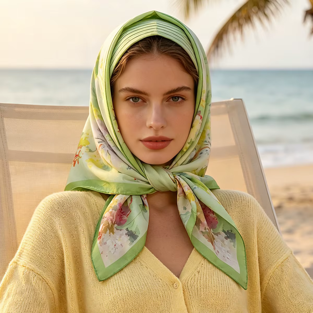 Nouveau Foulard Carré 2026 pour Femme – Écharpe Tendance en Satin Doux