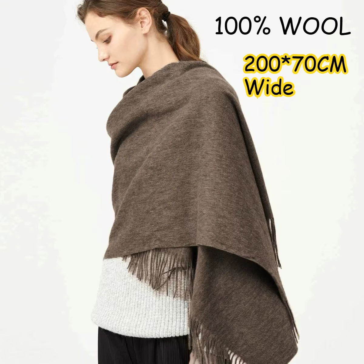 100% laine écharpe femmes épais cachemire hiver cicatrices châles mode femme Pashmina foulards surdimensionné garder au chaud chaînes 300g