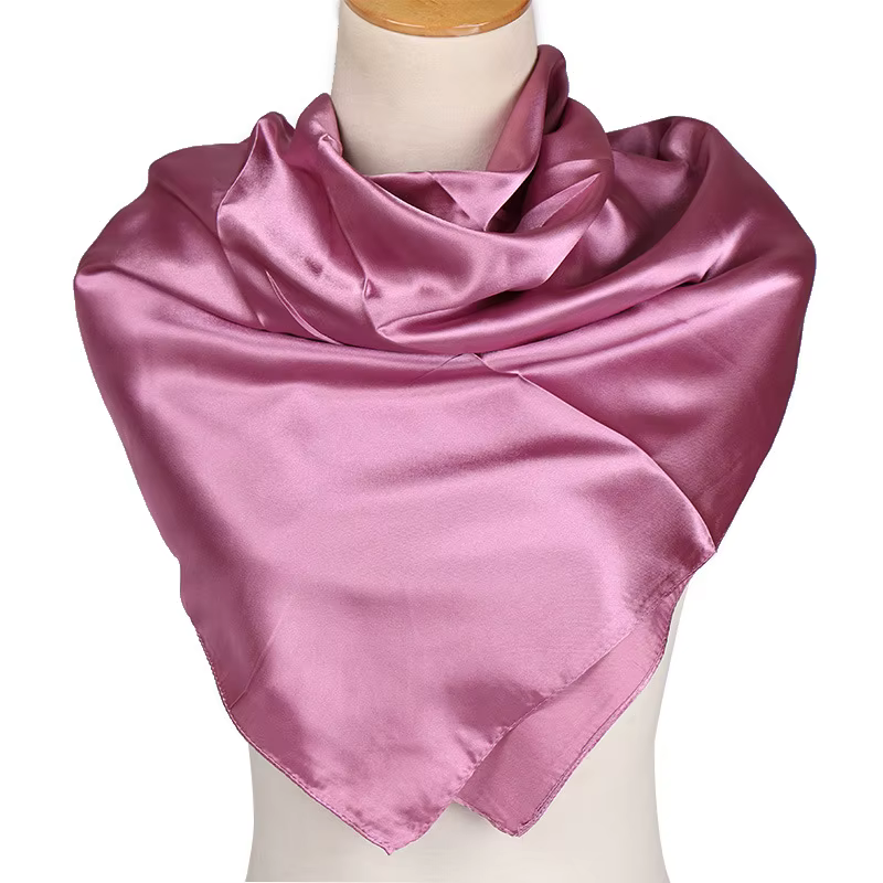 Marque de luxe Foulard en soie femmes Satin couleur unie Hijab foulards musulman paréo Bandana femme châle