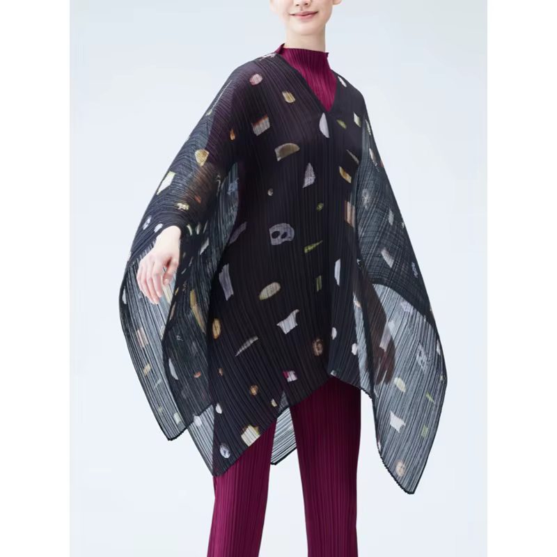 Miyake écharpe plissée femme léger luxe Premium Cape châle longue Section polyvalent ensemble d'écharpe de tête vêtements multiples sweat à capuche 80 cm