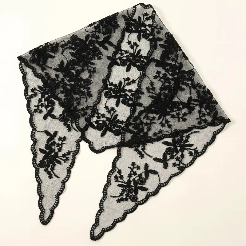 Écharpe à cheveux en dentelle tendance pour femmes, bandeaux triangulaires rétro, foulard triangulaire vintage, accessoires de coiffure élégants pour filles