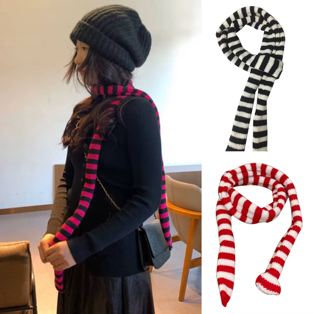Écharpe rayée noire et blanche pour filles