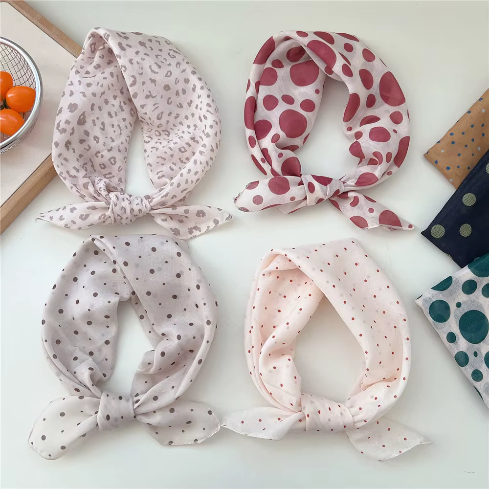 Coton lin 58cm écharpe carrée femmes foulard fleur imprimé géométrique