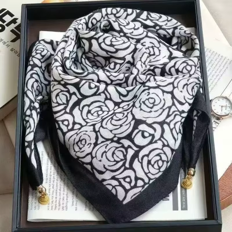 Nouvelle Écharpe Romantique à Imprimé Rose avec Boucle Magnétique Respirante