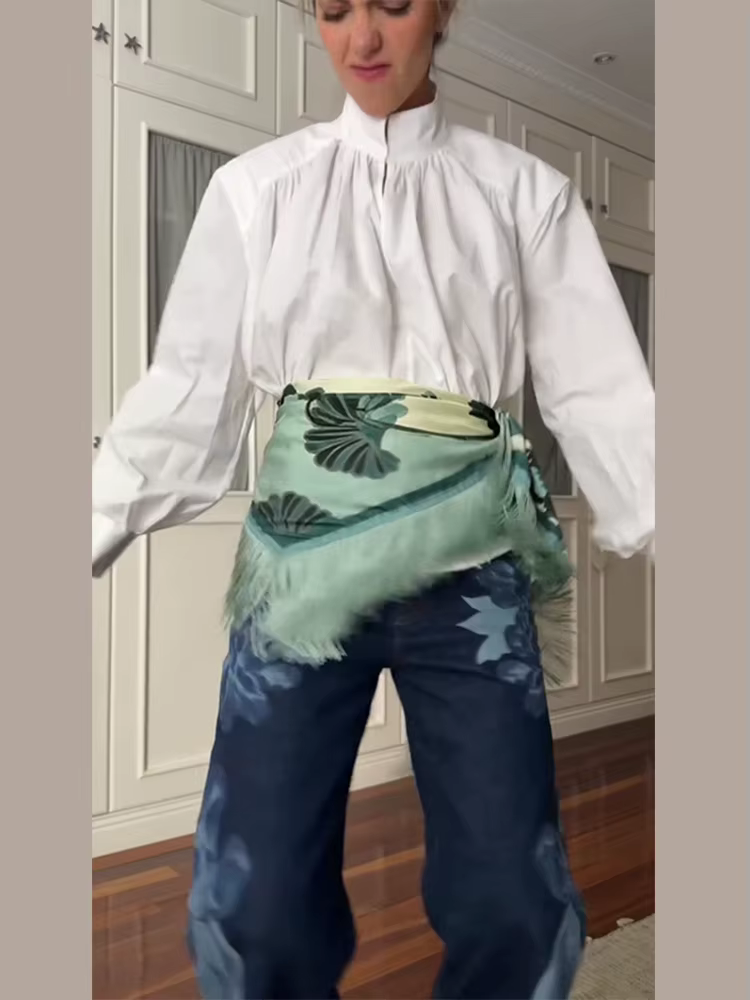 Écharpe bandana réversible en tricot à imprimé cachemire pour femme