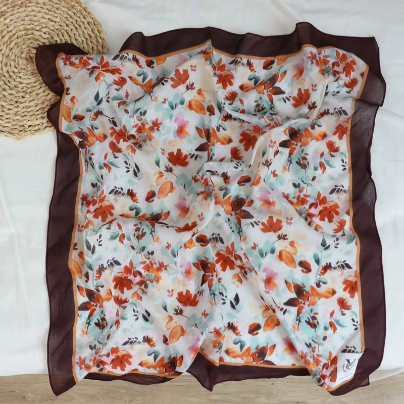 Foulard carré cerise 100% coton